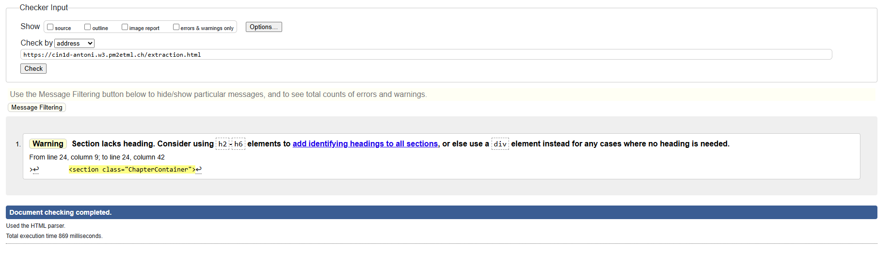 Statut de validité W3C 4