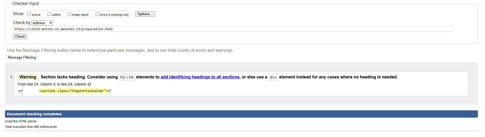 Statut de validité W3C 6